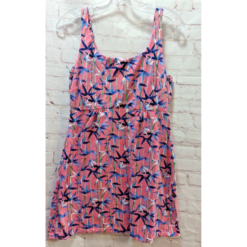 Tommy Bahama‎ S small pink blue tropical sleeveless dress short mini 31" HEMMED